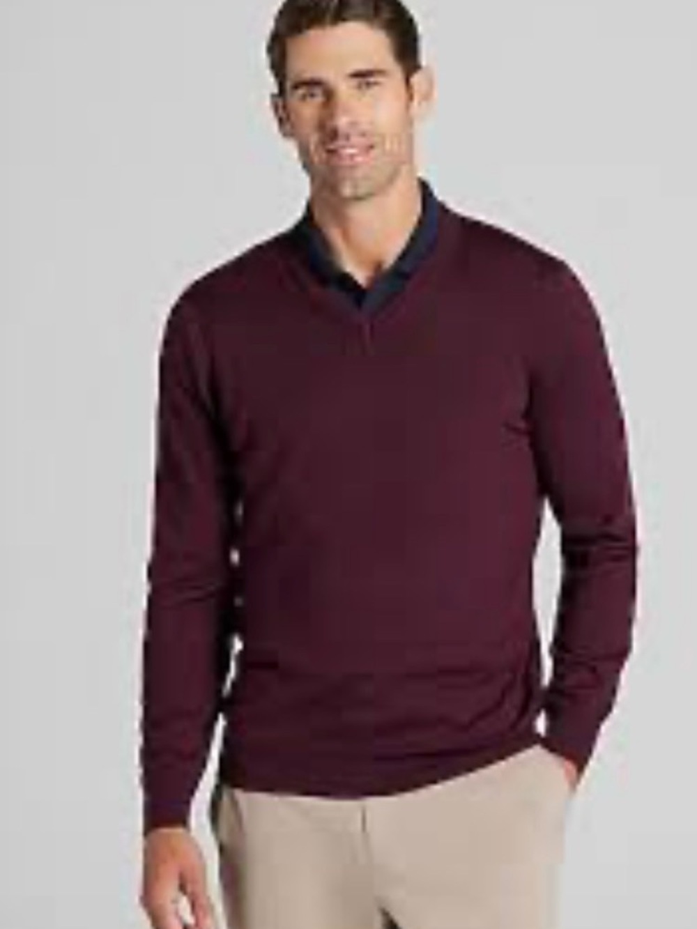 Traveler® Collection Tailored Fit Merino Wool Blend V-Neck Sweater
